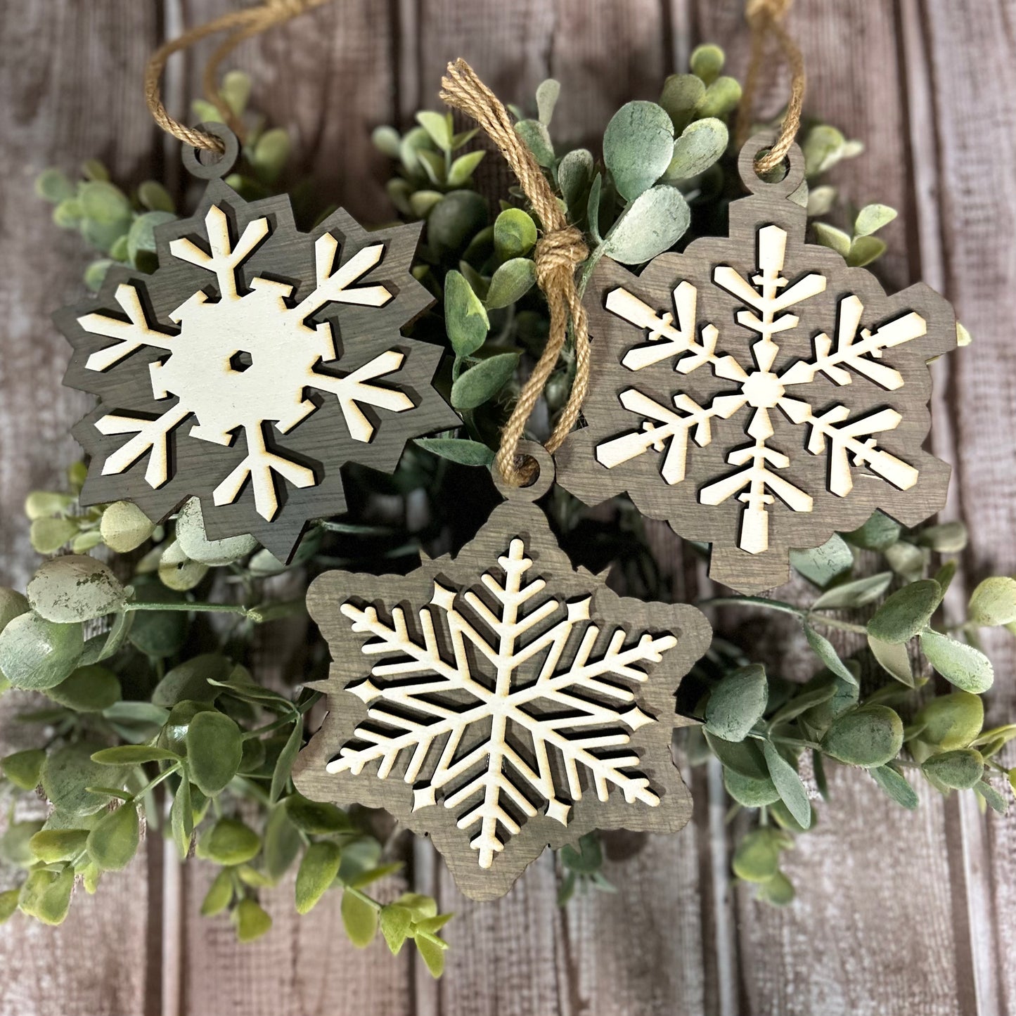 Rustic Snowflake Ornament Set