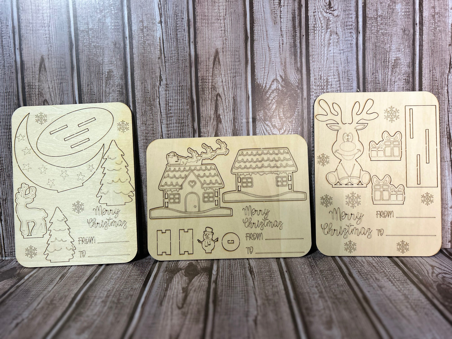 Wooden 3D Christmas Card