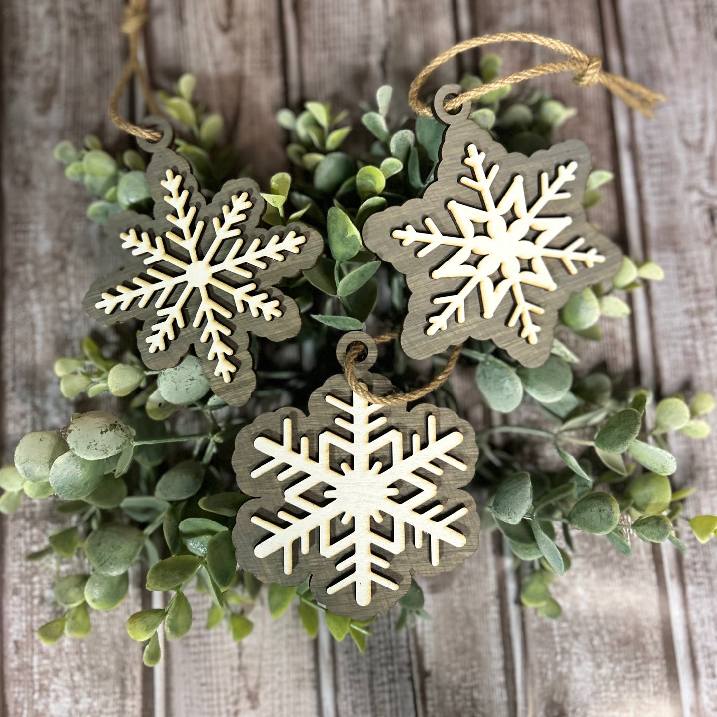 Rustic Snowflake Ornament Set