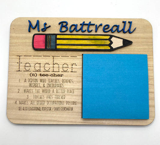 Teacher Sticky Note Pad with Description