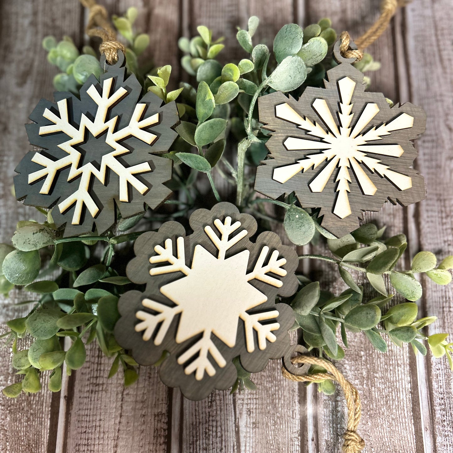 Rustic Snowflake Ornament Set